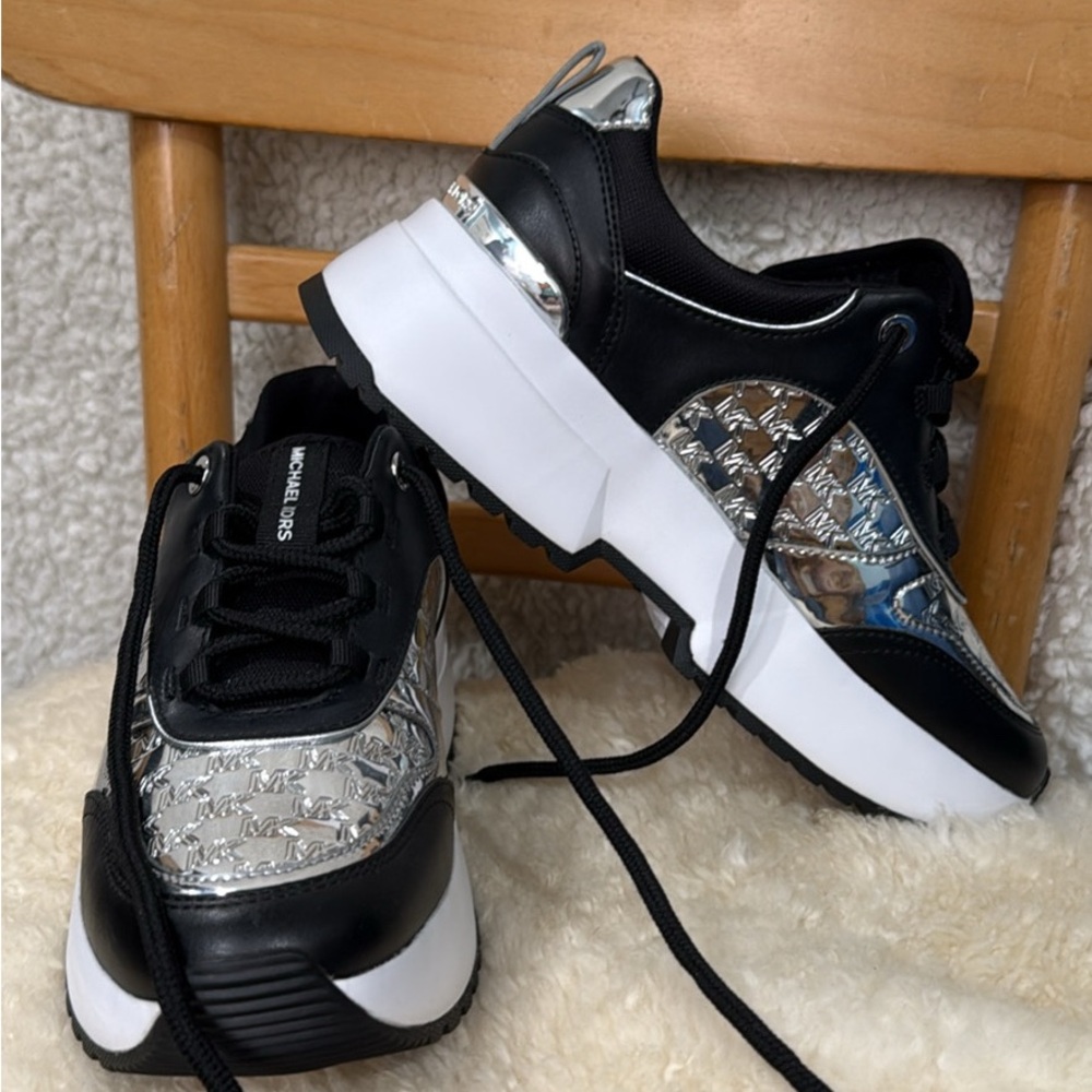 Michael Kors Black and Silver Athletic Shoes